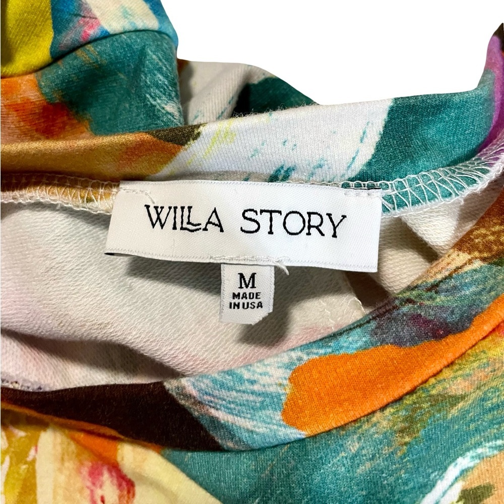 Willa Story Colorful Abstract Brushstroke Puff Sleeve Dress - Picture 4 of 5